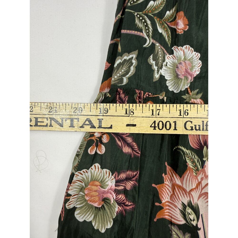 NWT FARM Rio Flowering Garden Tree Green XS Mini Dress puff sleeves ruffled hem - Picture 13 of 15